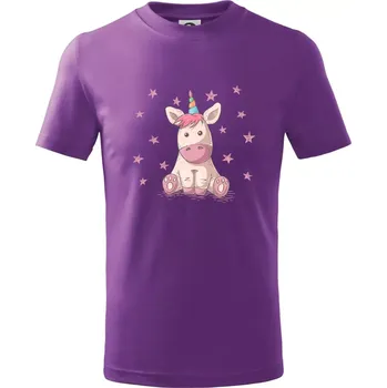 Chlapecké tričko Jednorožec miminko - Tričko dětské bavlněné - 98 cm / 2 roky ( Fialová )