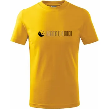 Chlapecké tričko Karma nápis dlouhý - Tričko dětské bavlněné - 98 cm / 2 roky ( Žlutá )