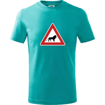 Dopravní značka - Pozor lev - Tričko dětské bavlněné - 98 cm / 2 roky ( Emerald )