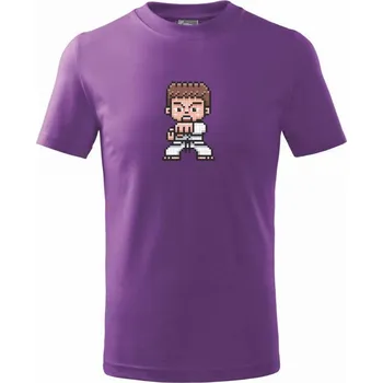 Karate pixel - Tričko dětské bavlněné - 122 cm/6 let ( Fialová )