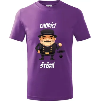 Kominík chodící štěstí - Tričko dětské bavlněné - 158 cm/12 let ( Fialová )