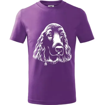 Kokršpaněl - hlava kreslená - Tričko dětské bavlněné - 158 cm/12 let ( Fialová )