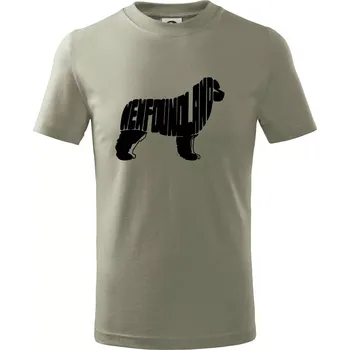 Novofundlandský pes - nápis v tělě - Tričko dětské bavlněné - 98 cm / 2 roky ( Light khaki )