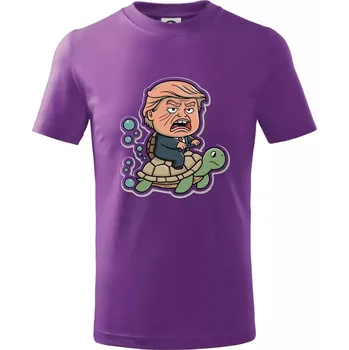 Trump a želva - Tričko dětské bavlněné - 158 cm/12 let ( Fialová )