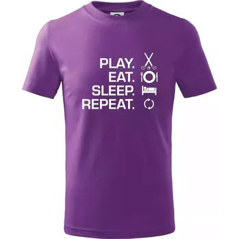 Play eat sleep repeat pozemní hokej - Tričko dětské bavlněné - 98 cm / 2 roky ( Fialová )