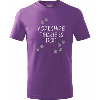 Jorkšírský teriér - Yorkshire Terriers mom (Reflexní tlapky) - Tričko dětské bavlněné - 122 cm/6 let ( Fialová )