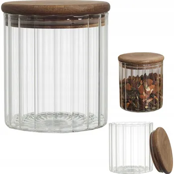 Dóza na potraviny Skleněná zavařovací sklenice Arno s akáciovým víčkem 500 ml na potraviny a sypké produkty