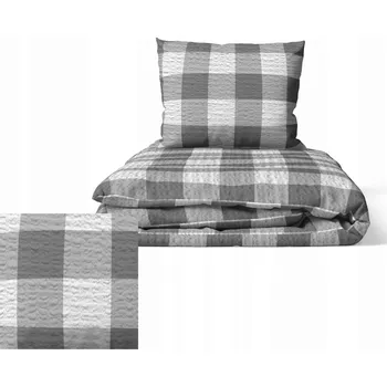 Povlečení Sada povlečení z KŮRY 160x200cm, Bavlna, vzor: Šedá Mřížka
