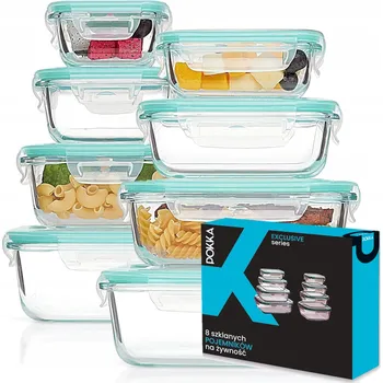 Dóza na potraviny SKLENĚNÉ DÓZY NA POTRAVINY 8 KS SADA OBĚDOVÝCH BOXŮ DO MIKROVLNNÉ TROUBY A LEDNIČKY