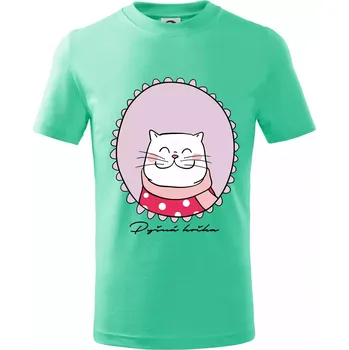 Pyšná kočka fialová - Tričko dětské bavlněné - 98 cm / 2 roky ( Mátová )