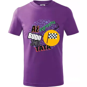 Až vyrostu budu jako táta - závodník - Tričko dětské bavlněné - 158 cm/12 let ( Fialová )