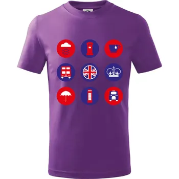 Anglie symboly v kruzích - Tričko dětské bavlněné - 122 cm/6 let ( Fialová )