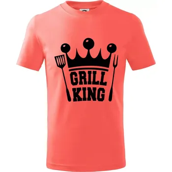 Grilování - Grill King - Tričko dětské bavlněné - 98 cm / 2 roky ( Korálová )