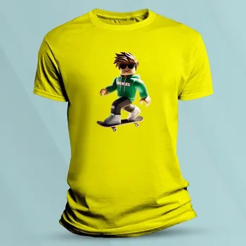 Dětská móda Bavlněné dětské tričko Roblox skejťak 4 Žlutá velikost 152 (12-13 let)