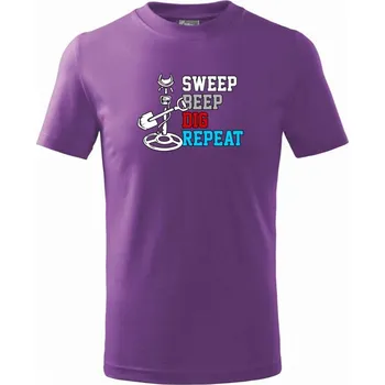 Sweep Beep Dig Repeat - Tričko dětské bavlněné - 98 cm / 2 roky ( Fialová )
