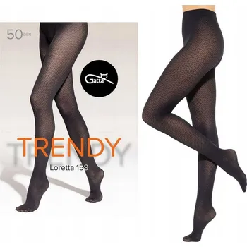 Dámské punčochy Punčocháče Gatta se vzorem, geometrické, černé, 50 DEN, velikost 3