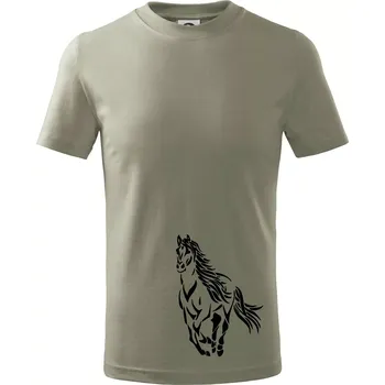 Kůň běžící - Tričko dětské bavlněné - 98 cm / 2 roky ( Light khaki )