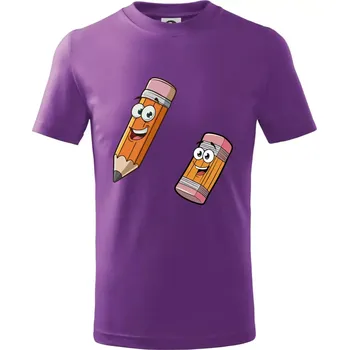 Tužka a guma kreslená - Tričko dětské bavlněné - 122 cm/6 let ( Fialová )