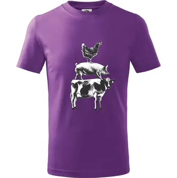 Slípka prase kravka - Tričko dětské bavlněné - 134 cm/8 let ( Fialová )