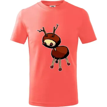 Chlapecké tričko Kaštanový jelínek - Tričko dětské bavlněné - 98 cm / 2 roky ( Korálová )