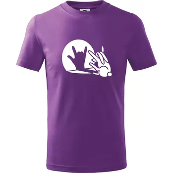 Zajíc stín rock - Tričko dětské bavlněné - 158 cm/12 let ( Fialová )