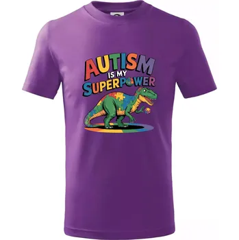 Stojící Rex Autism is my superpower - Tričko dětské bavlněné - 158 cm/12 let ( Fialová )