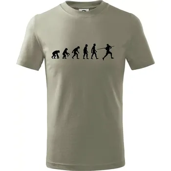 Chlapecké tričko Evoluce hod oštěpem - Tričko dětské bavlněné - 98 cm / 2 roky ( Light khaki )
