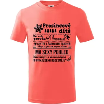 Chlapecké tričko Narozeniny prosinec - Tričko dětské bavlněné - 98 cm / 2 roky ( Korálová )
