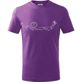 Pěst a symbol míru - Tričko dětské bavlněné - 104-110cm / 3-4 roky ( Fialová )