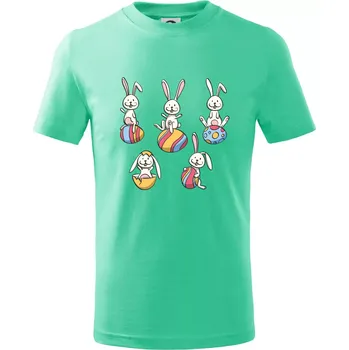 Chlapecké tričko Velikonoční zajíci - Tričko dětské bavlněné - 98 cm / 2 roky ( Mátová )
