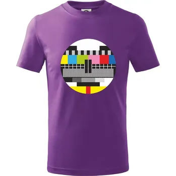 No signal televizní obrazec - Tričko dětské bavlněné - 158 cm/12 let ( Fialová )