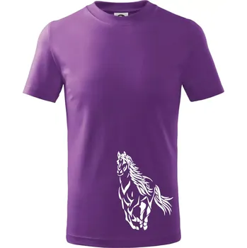 Kůň běžící - Tričko dětské bavlněné - 98 cm / 2 roky ( Fialová )
