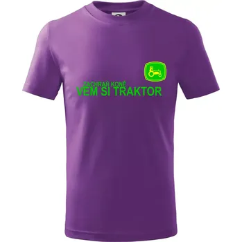 Zachraň koně, vem si traktor! - Tričko dětské bavlněné - 134 cm/8 let ( Fialová )