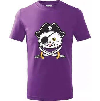 Kočičí pirát - Tričko dětské bavlněné - 98 cm / 2 roky ( Fialová )