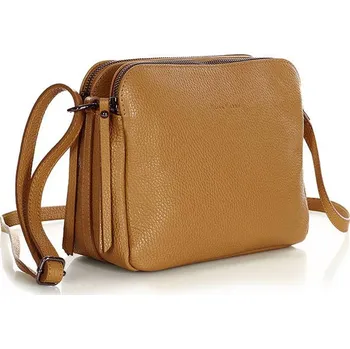 Marco Mazzini Kožené italské crossbody MAZZINI dvě komory; velbloud