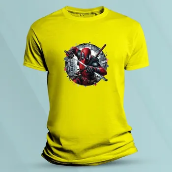 Chlapecké oblečení Dětské tričko s potiskem Deadpool katana Žlutá velikost 116 (5-6 let)