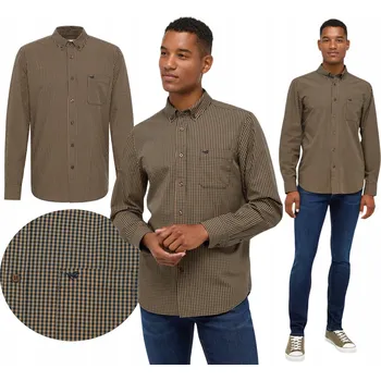 Pánská košile Mustang s dlouhým rukávem Bronz Mřížka Bavlna Chester vel. L