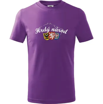 Hrdý národ - mapa a znaky - Tričko dětské bavlněné - 158 cm/12 let ( Fialová )