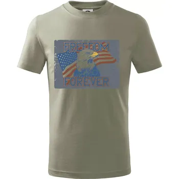 Freedom forever USA - Tričko dětské bavlněné - 98 cm / 2 roky ( Light khaki )