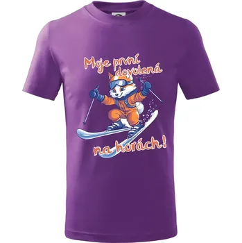 Moje první dovolená na horách oranžová liška - Tričko dětské bavlněné - 134 cm/8 let ( Fialová )