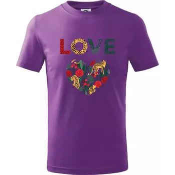 Love srdce divočina (Pecka design) - Tričko dětské bavlněné - 146 cm/10 let ( Fialová )