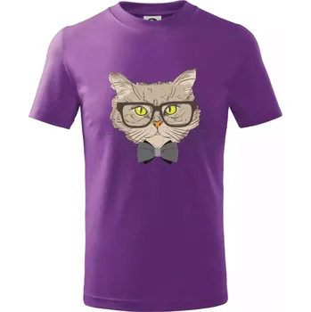 Hipster mourek - Tričko dětské bavlněné - 104-110cm / 3-4 roky ( Fialová )