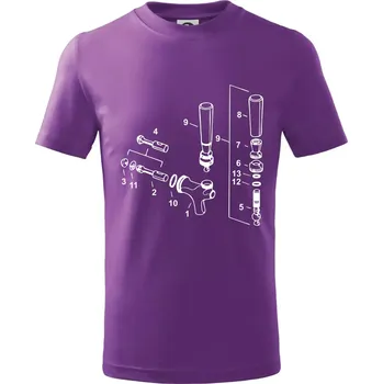 Pípa nákres - Tričko dětské bavlněné - 122 cm/6 let ( Fialová )