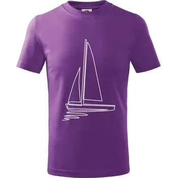 Plachetnice jedním tahem - Tričko dětské bavlněné - 122 cm/6 let ( Fialová )