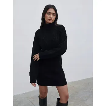 Dámské šaty PRETTY LAVISH ČERNÉ PLETENÉ ŠATY (M)