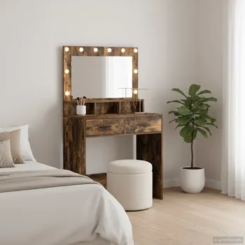 Toaletní stolek vidaXL Kosmetický stůl Kouřový dub 79 x 41 x 135 cm kompozitní dřevo [865086]