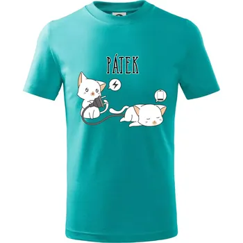 Chlapecké tričko Kočky bez energie pátek - Tričko dětské bavlněné - 98 cm / 2 roky ( Emerald )