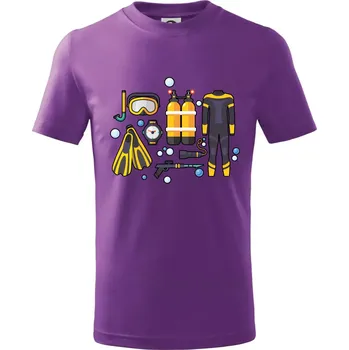 Potápěčská výzbroj - Tričko dětské bavlněné - 98 cm / 2 roky ( Fialová )