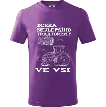 Dcera nejlepšího traktoristy ve vsi - Tričko dětské bavlněné - 122 cm/6 let ( Fialová )