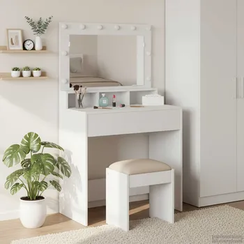 Toaletní stolek vidaXL Kosmetický stůl Bílá 75,5 x 41 x 135 cm kompozitní dřevo [865109]